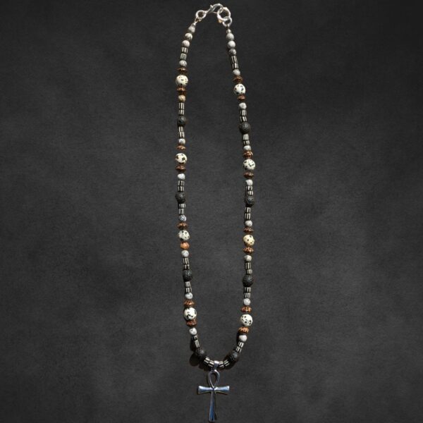 Product Image for  26 Inch Jasper & Ghananian Gooseberry, Lava Rock- Beaded, 304 Stainless Steel Pendant Necklace