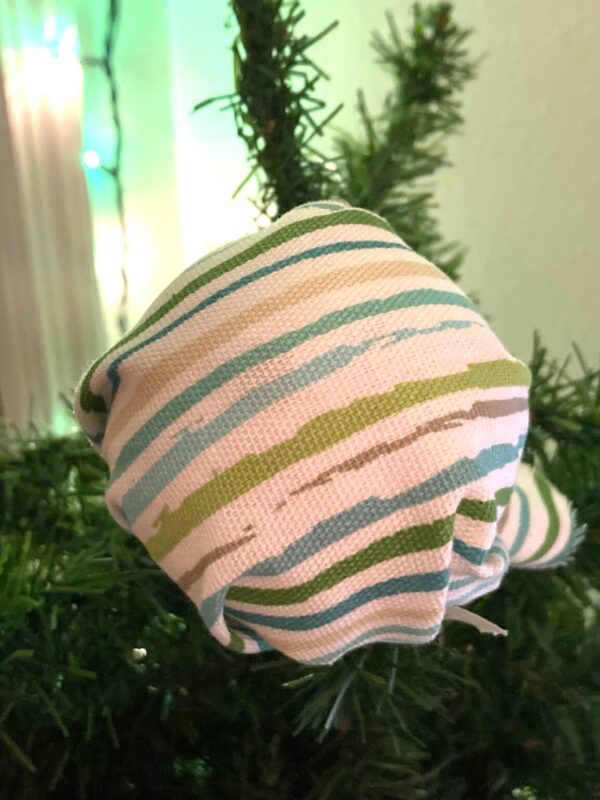 Product Image for  “Shabby Chic” Fabric Wrapped Upcycled Glass Ball Ornament
