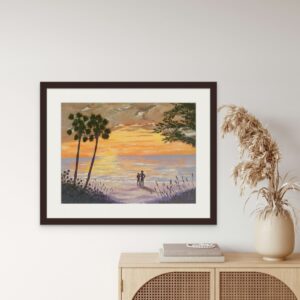 Product Image for  Coquina Beach Sunset, acrylic in black frame