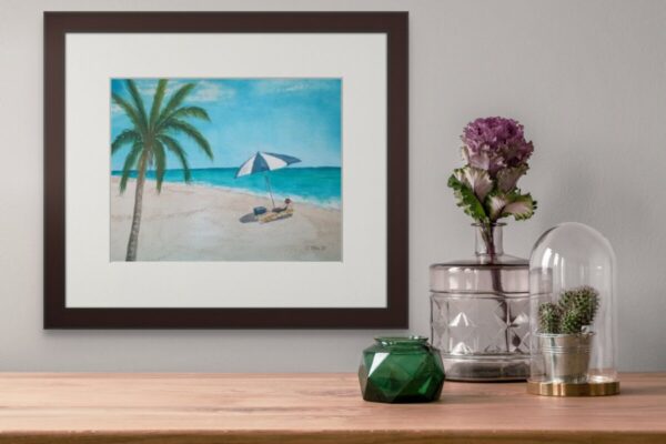 Product Image for  Solitary Bather, water color in black frame