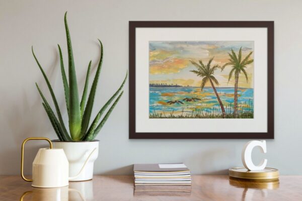 Product Image for  Florida sunset on Yupo in black frame