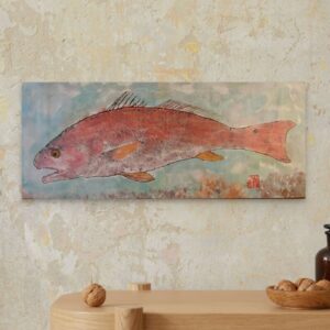 Product Image for  Red Gyotaku Fish Print on wood board
