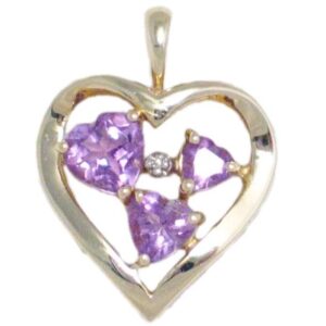Product Image for  10k Gold Amethyst Diamond Open Heart Pendant