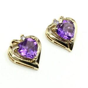 Product Image for  10k Gold Amethyst Heart Stud Earrings w/ Safety Style Earring Backs