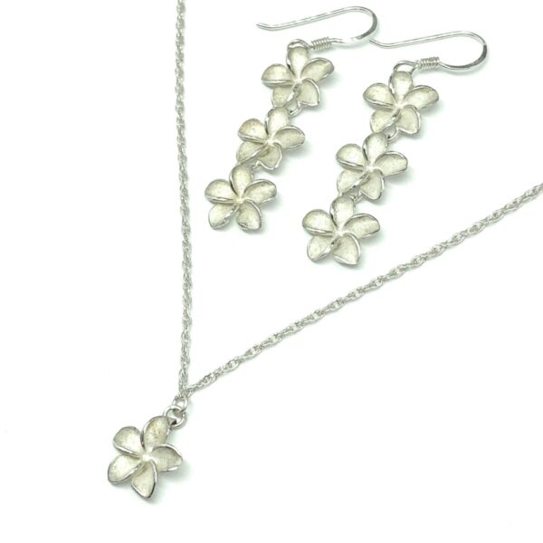 Product Image for  20in Sterling Silver Hawaiian Lei Flower Necklace, Ankle Bracelet, Dangle Earrings Set