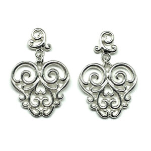 Product Image for  Sterling Silver Scrolling Filigree Heart Dangle Earrings
