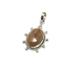 Product Image for  Unique Sterling Silver Oval Ship Wheel Design Brown Bloodstone Pendant