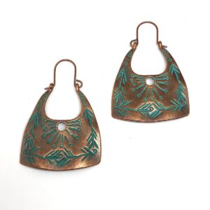 Product Image for  Bag it up Boho Style – Rustic Copper Turquoise Side Hoop Earrings
