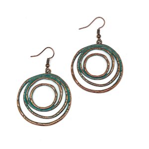 Product Image for  Starry Sky Moon – Antiqued Copper Tone Swirled Circle Dangle Earrings
