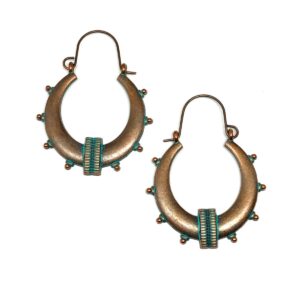 Product Image for  Edgy Style Bronzed Studded Horseshoe Hoop Earrings