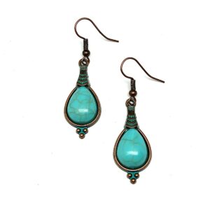 Product Image for  Baby Blue Turquoise Bronzed Teardrop Earrings