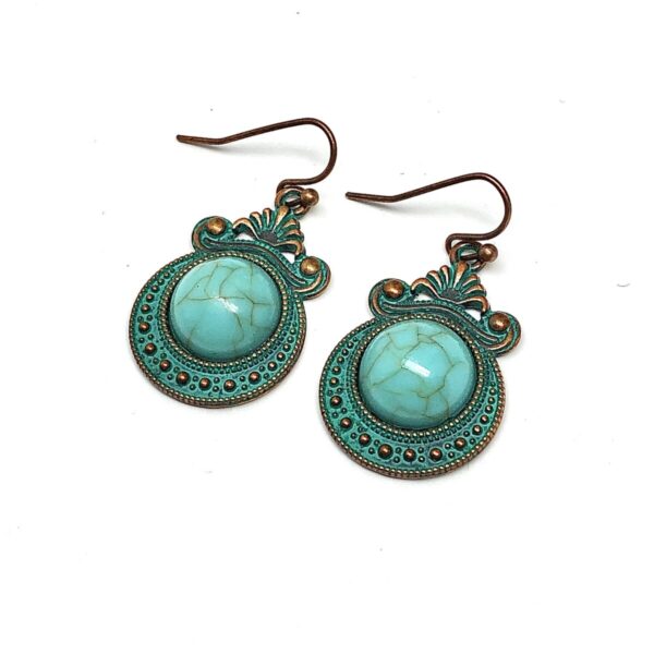 Product Image for  Atlantis – Verdigris and Blue Turquoise Drop Earrings