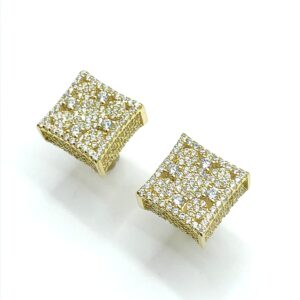 Product Image for  Iced Out! Sterling Silver Cz Filigree Bold Gold Square Stud Earrings