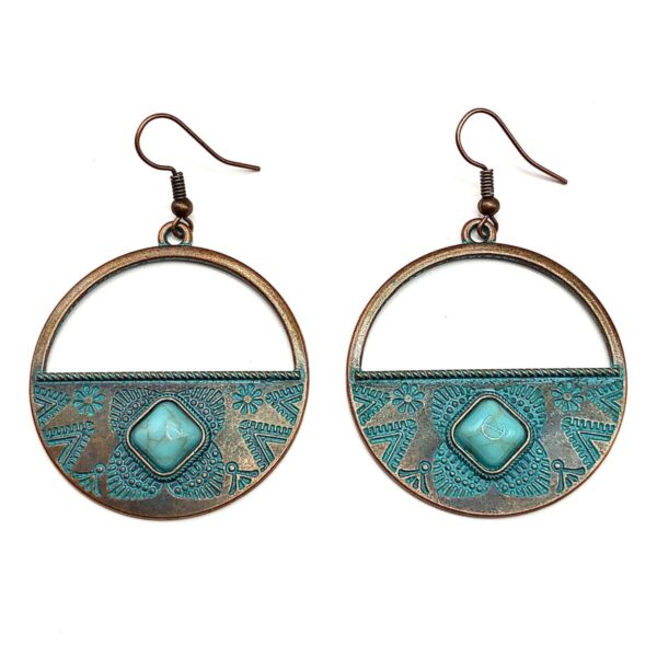 Product Image for  Antiqued Turquoise Pendulum Circle Dangle Earrings