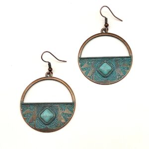 Product Image for  Antiqued Turquoise Pendulum Circle Dangle Earrings