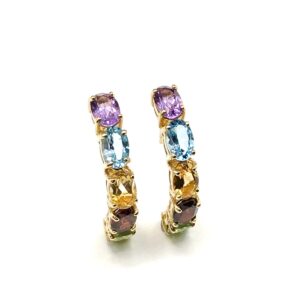Product Image for  10k Gold Multi Gemstone Half Hoop Earrings