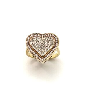 Product Image for  Shimmery Sterling Silver Gold 2 Tier Heart Ring – sz7