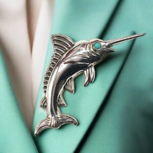 Product Image for  Deep Dive – Vintage Sterling Silver Blue Marlin Swordfish Brooch / Lapel Pin