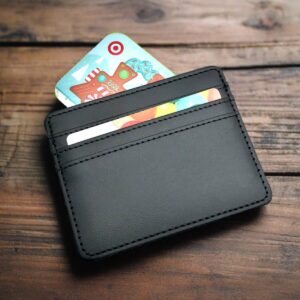 Product Image for  Basic Black Faux Leather Slim Profile Wallet / Credit Card Holder